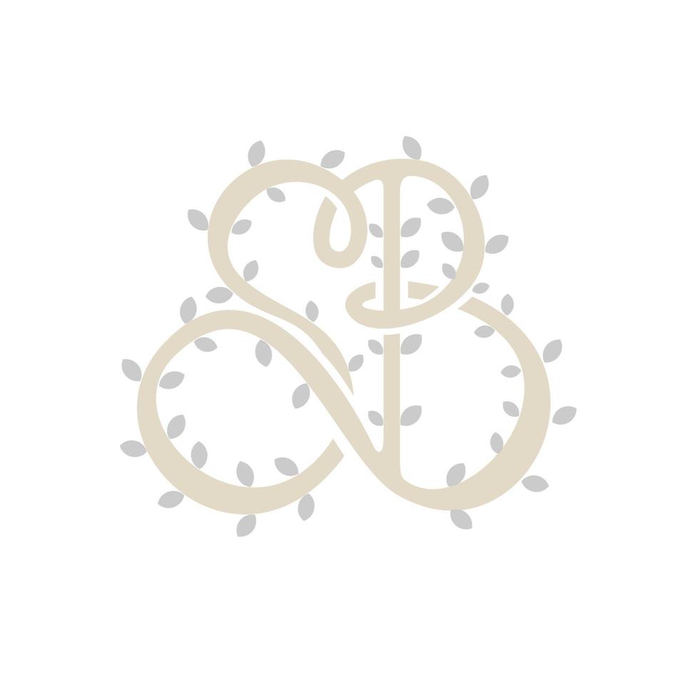Salon beauty spa with letter SB leaves nature logo design vector