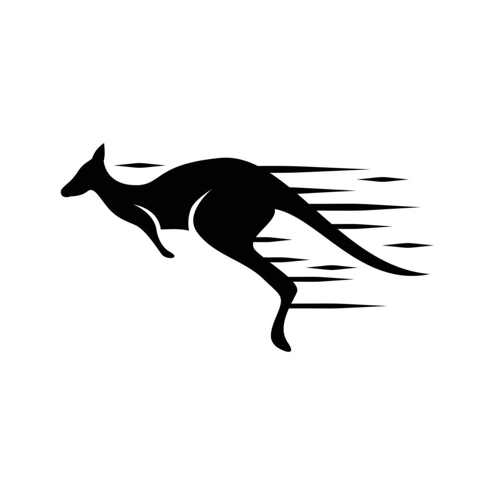 jumping fast kangaroo silhouette logo design vector