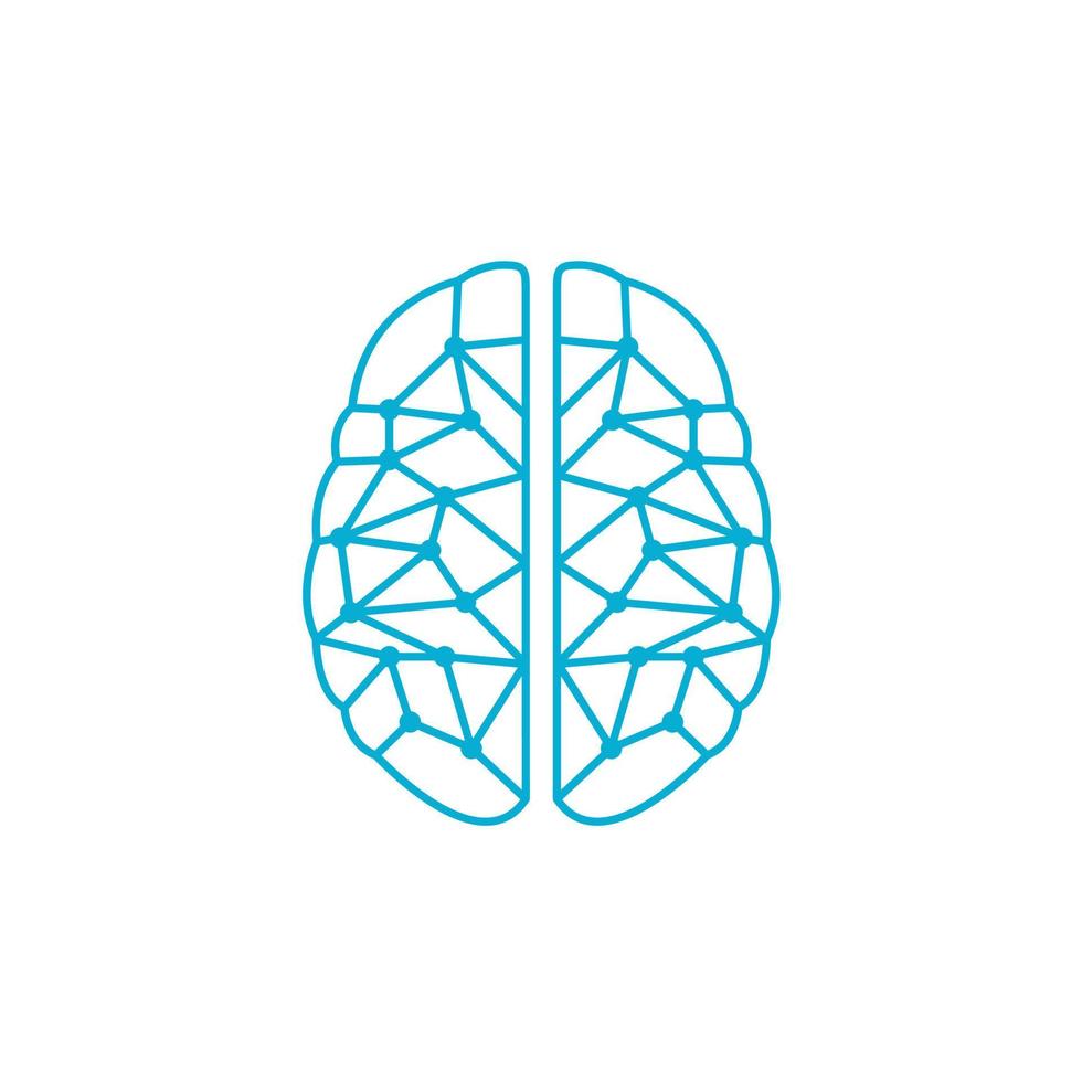 vector de diseño de logotipo de arte de línea de tecnología inteligente geométrica poli baja de cerebro humano