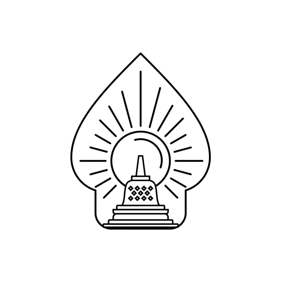 amanecer del templo de borobudur en el diseño del logotipo de la cultura javanesa de gunungan wayang vector