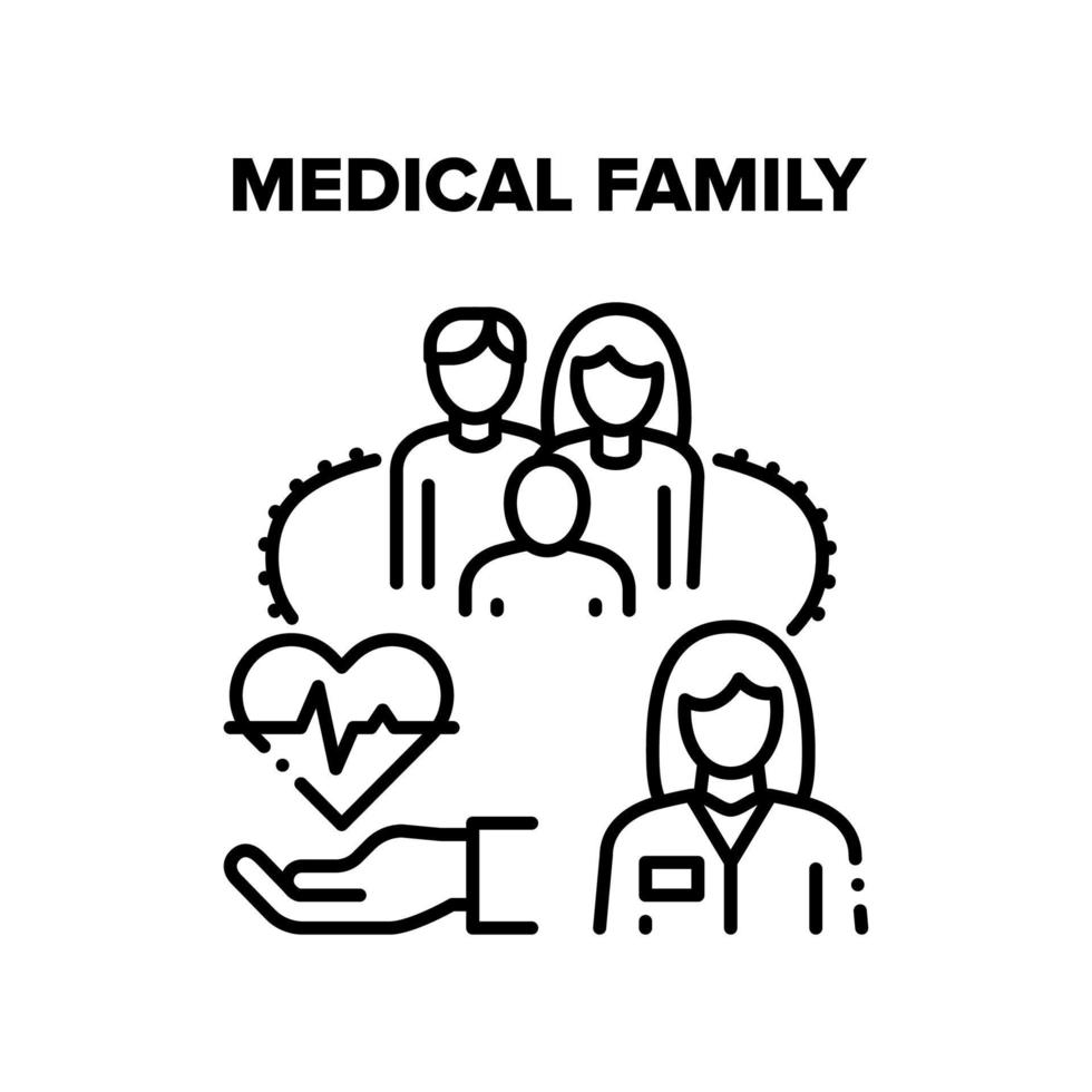 concepto de vector de familia médica ilustración negra