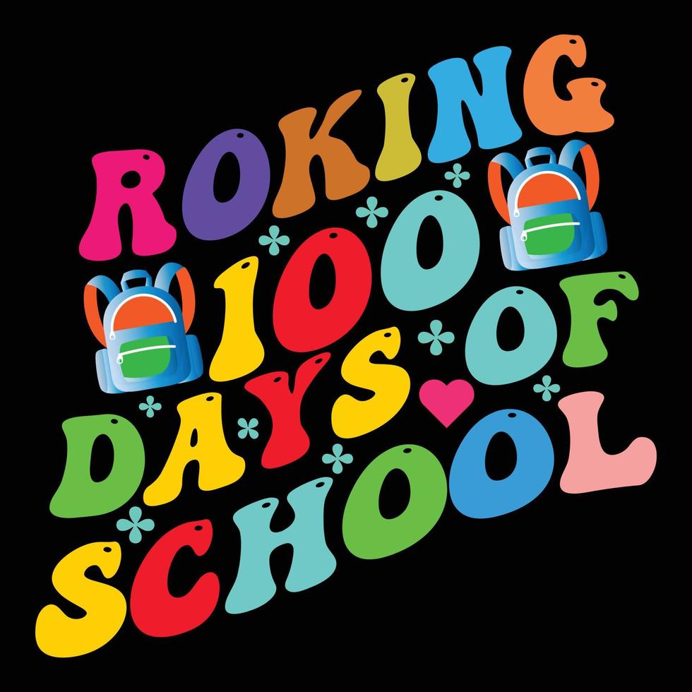 100 Days of school vector tshirt design