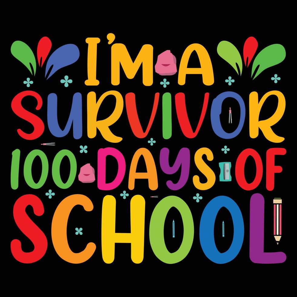 100 Days of school vector tshirt design