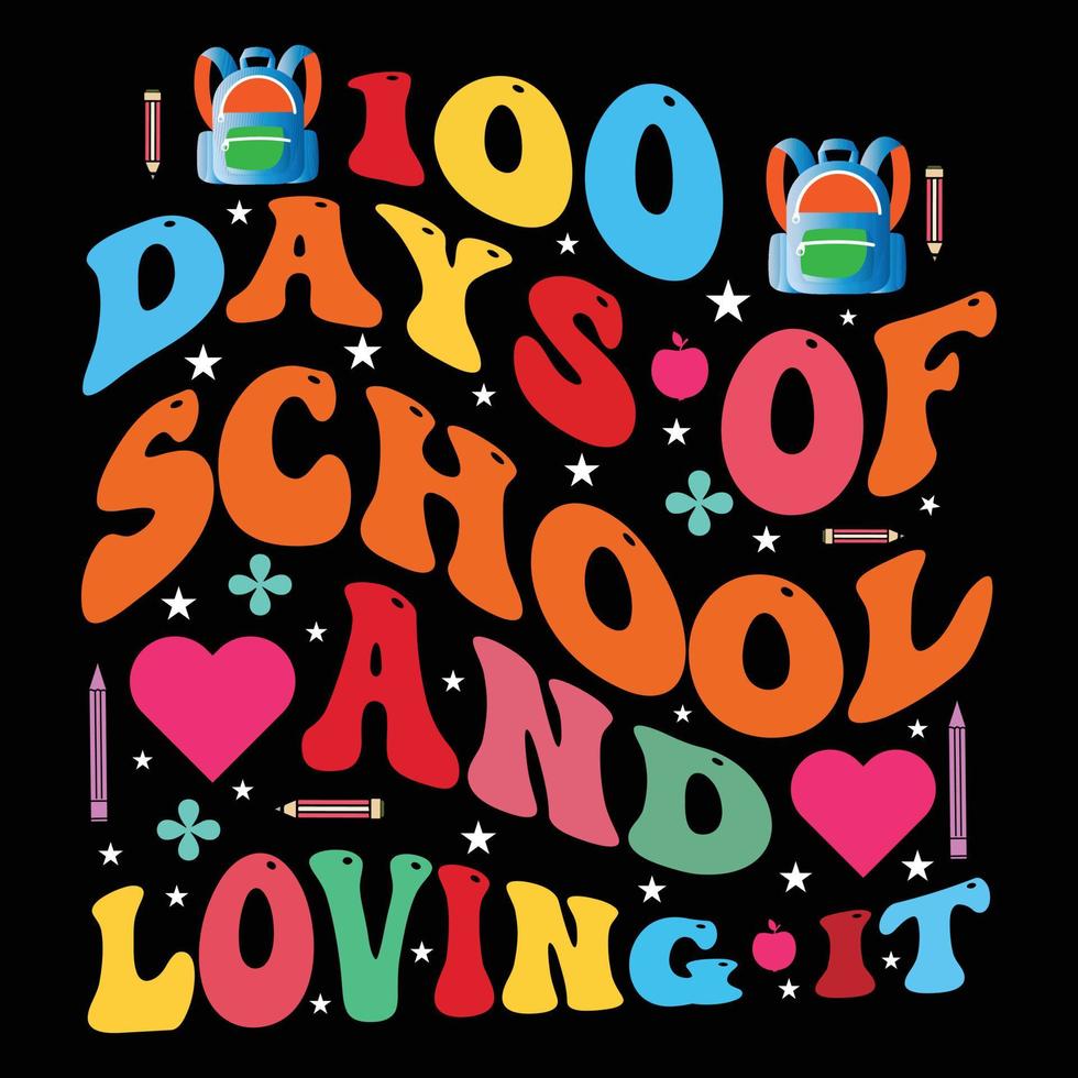 100 Days of school vector tshirt design