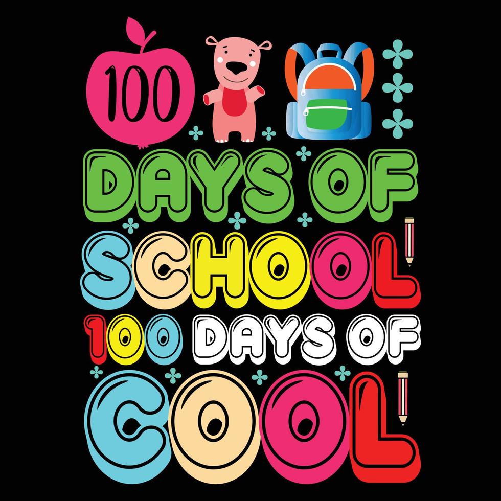 100 Days of school vector tshirt design