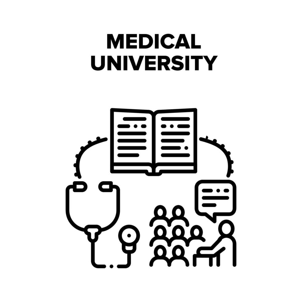 Medical University Education Vector Black Illustration