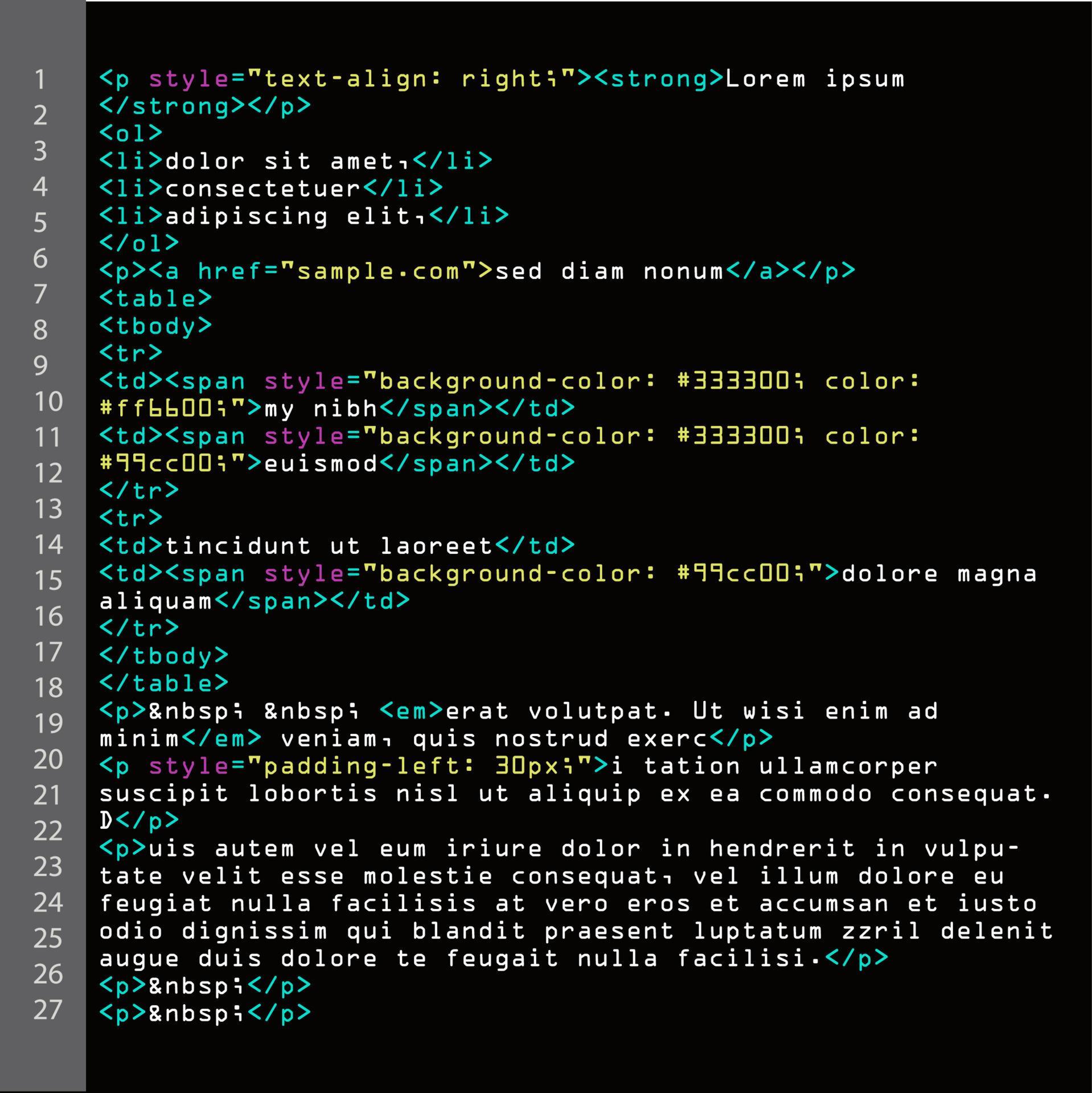 HTML Simple Code Vector. Colorful Abstract Program Tags In Developer ...