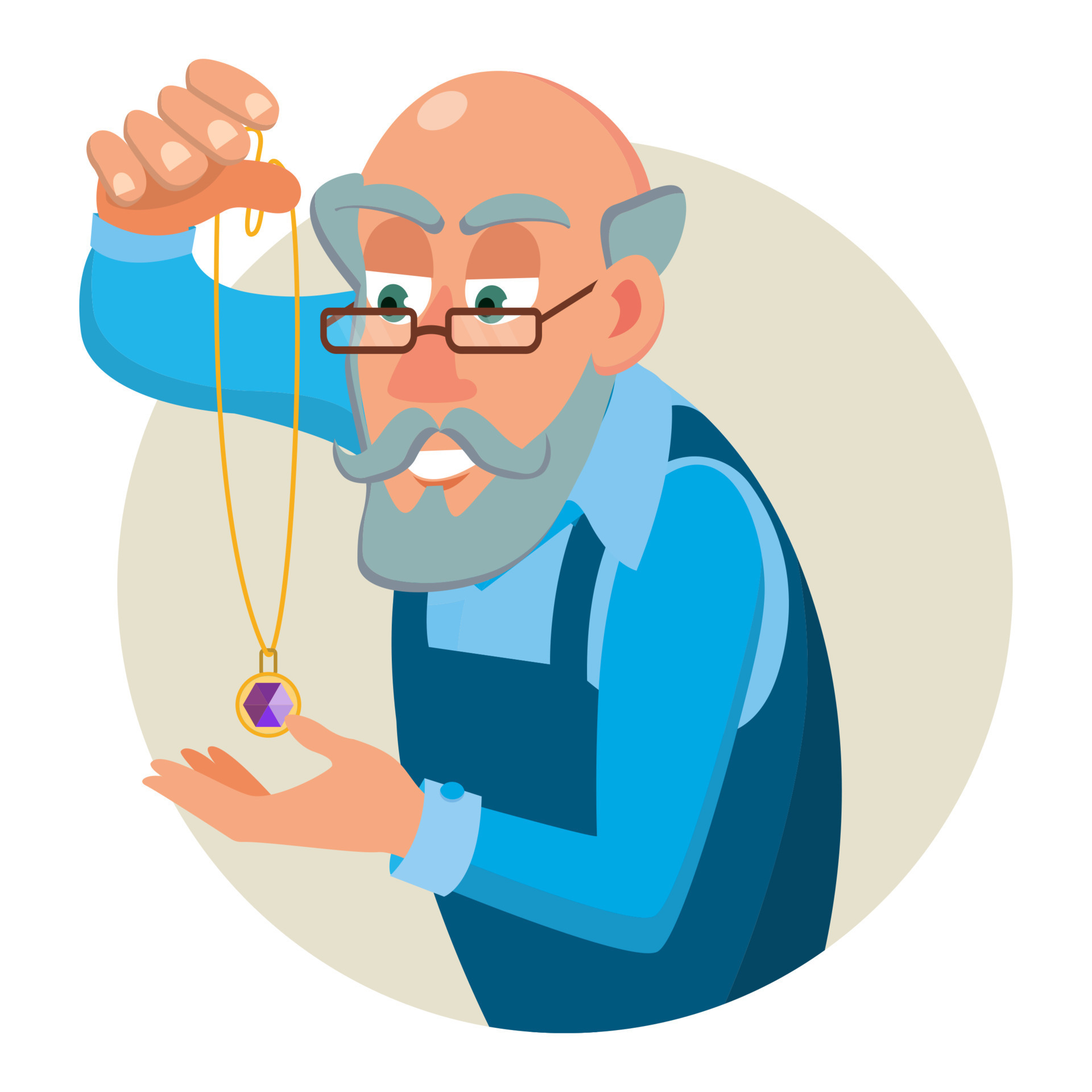 Jeweler, Goldsmith Profession Man Vector. Sapphire, Emerald, Gemstones