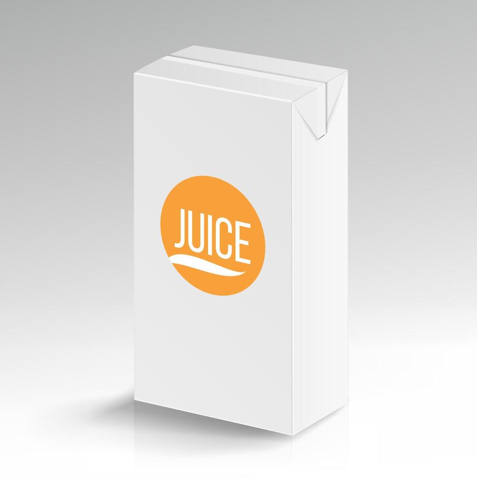 paquete de jugo vector maqueta realista. caja de cartón marca 1000 ml. whited vacio limpio carton paquete bebida zumo recuadro blank. ilustración vectorial