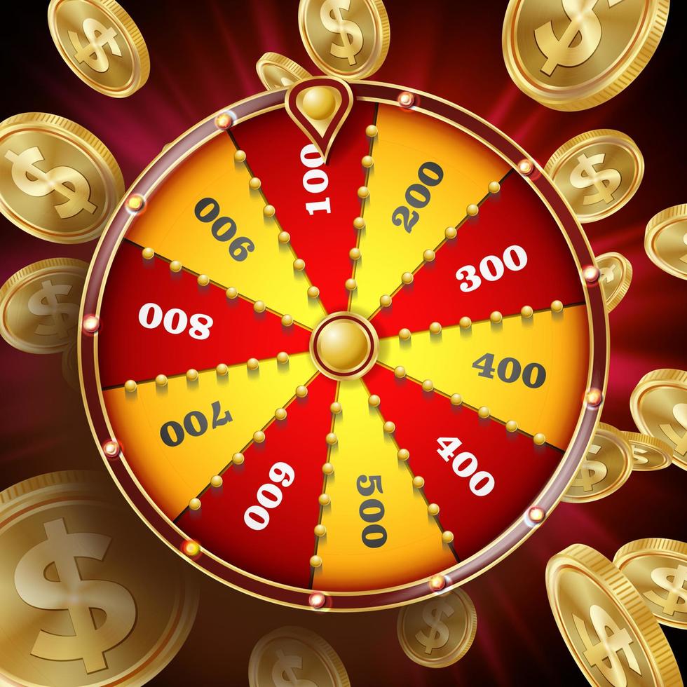 Wheel Of Fortune Design Vector. Win Fortune Roulette 3d Victory Object. Lucky Poster Opportunity Design. Night Club Illustration vector