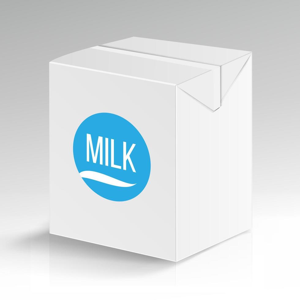 Milk Carton Package Vector Blank. White Carton Branding Box Isolated. Empty Clean Cardboard Package Drink Milk Box Blank. Vector Illustration.