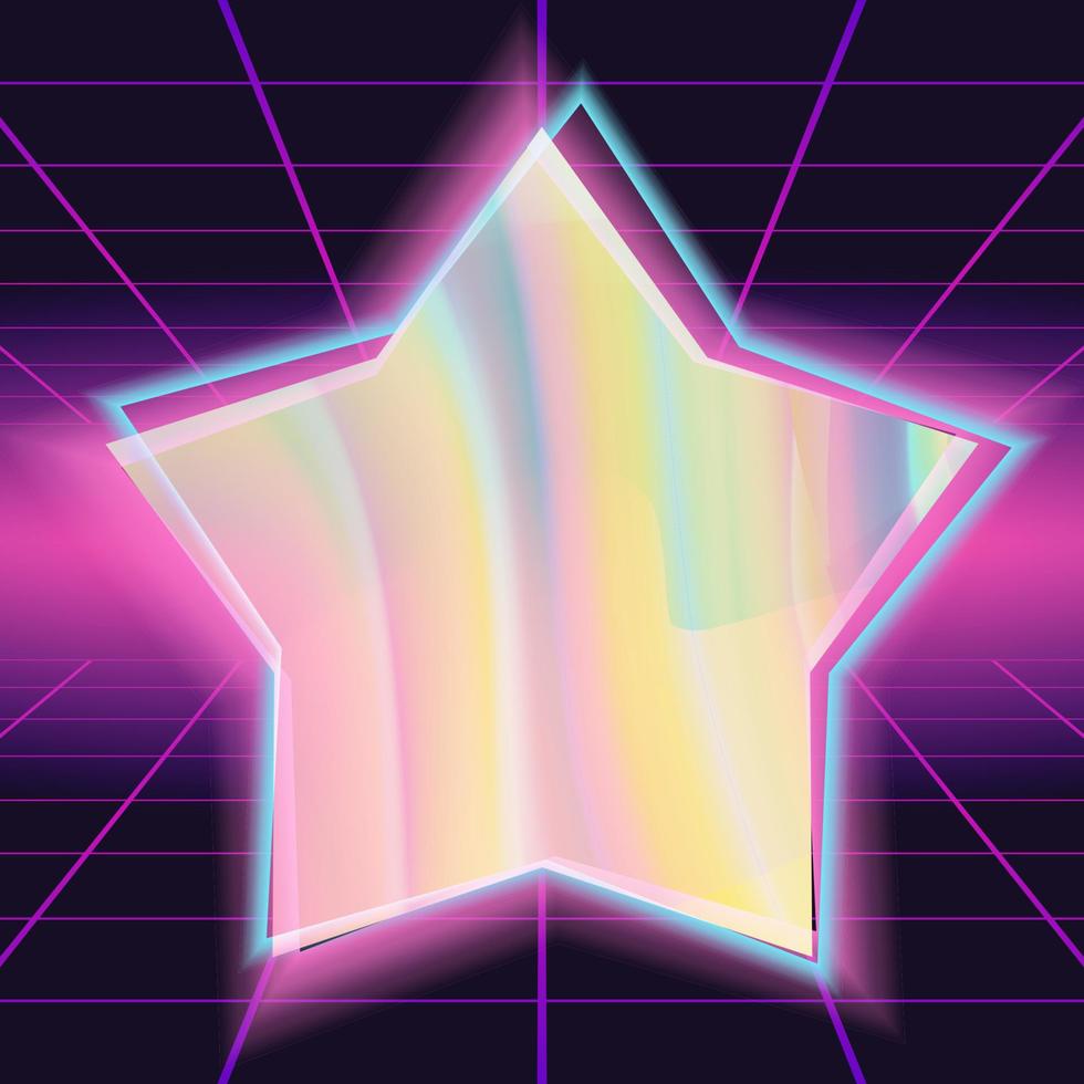 80s Background Vector. Different Colors Hologram. Glitch Glossy Invitation. Illustration vector
