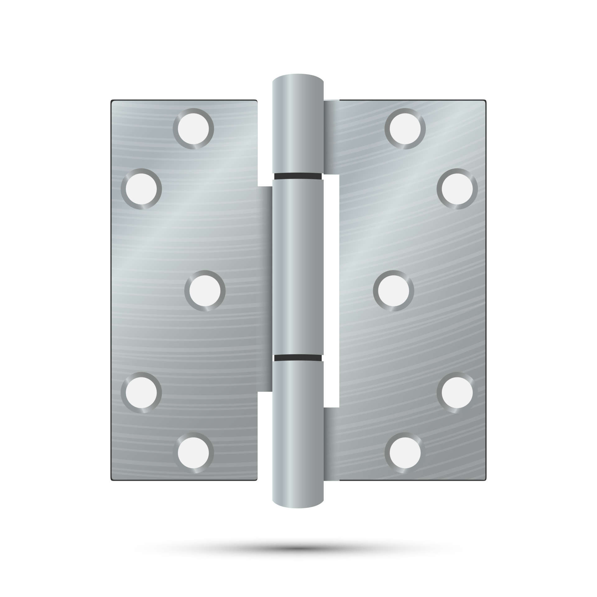 Door Hinge Vector. Classic And Industrial Ironmongery Isolated On White