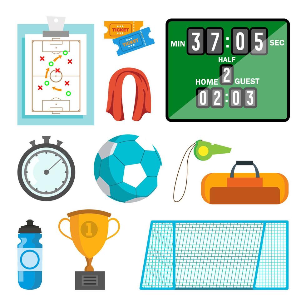 Handball Icons Set Vector. Handball Accessories. Isolated Flat Cartoon Illustration vector