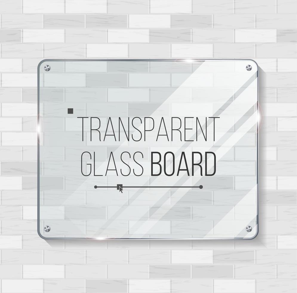 Transparent Glass Board Vector. Decorative Graphic Design Element. Plastic Or Glass Frame Template. Illustration vector