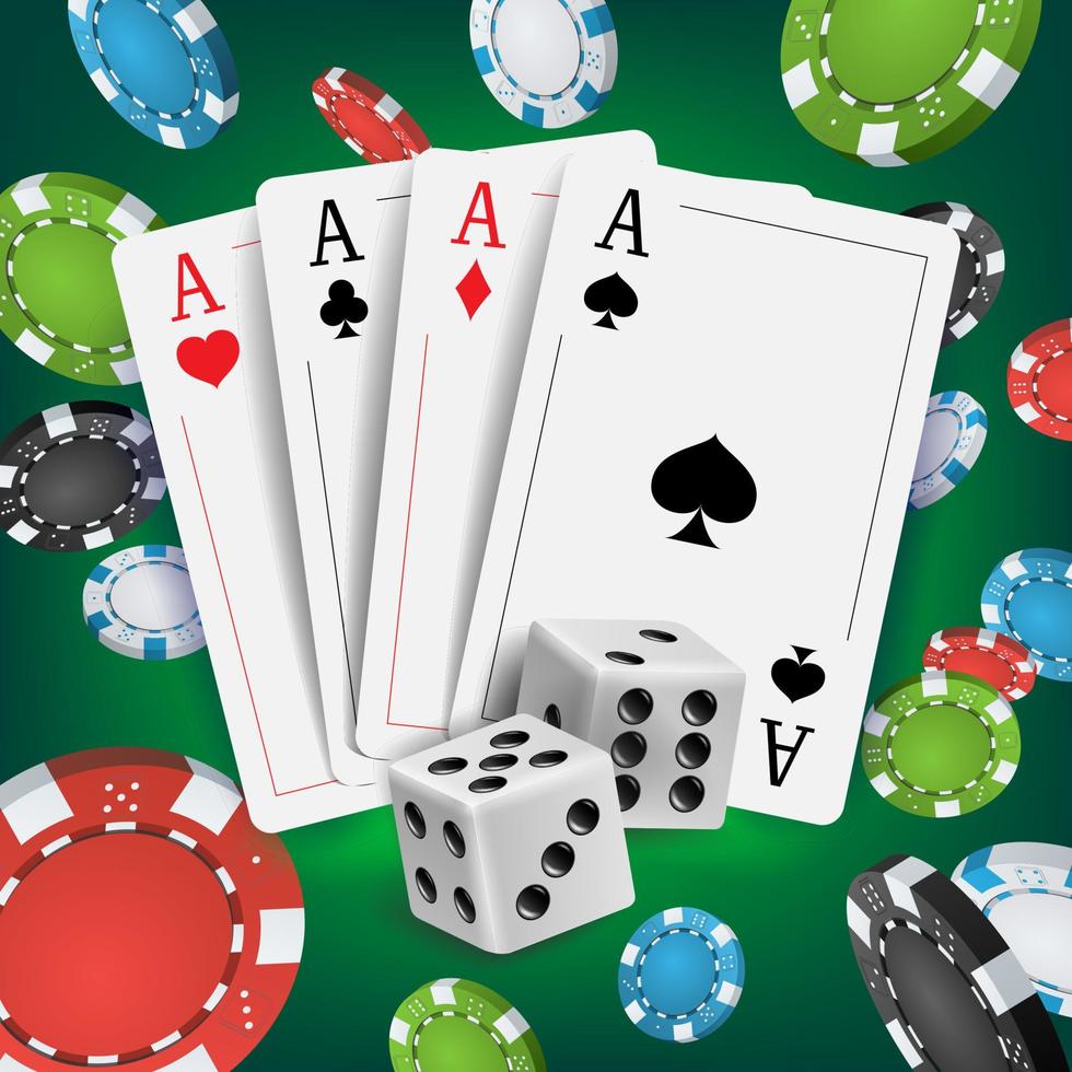 Casino Poker Design Vector. Poker Cards, Playing Gambling Cards. Poker Cards, Chips, Playing Gambling Cards. Online Casino Lucky Background Concept. Realistic Illustration vector