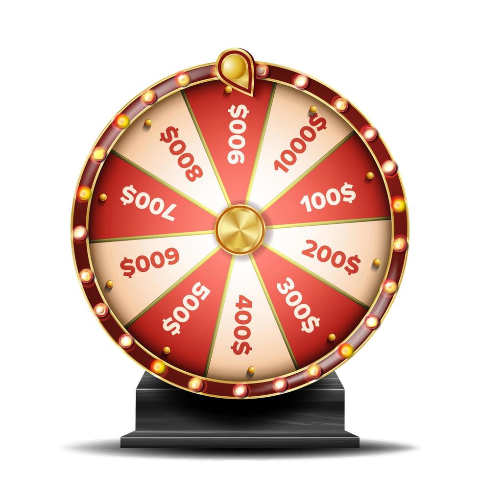 Fortune Wheel Vector. Spinning Lucky Roulette. Lottery Luck. Illustration vector