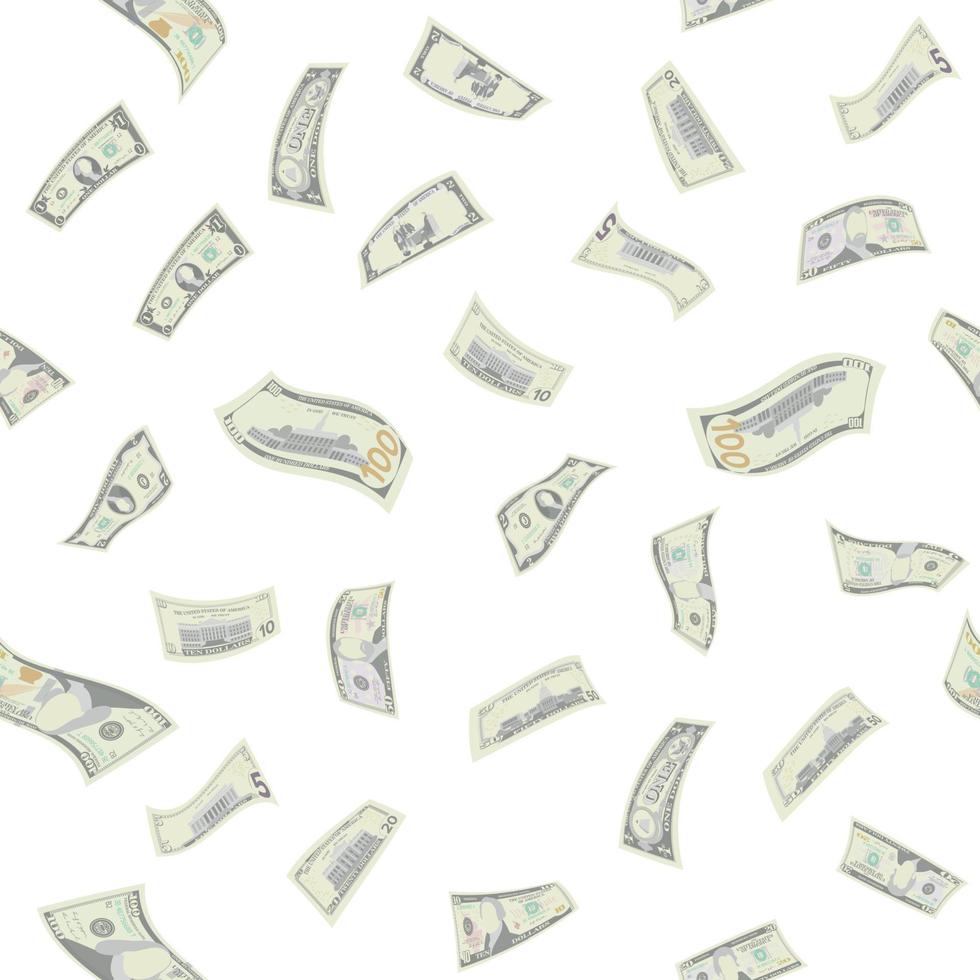 Flying Dollars Seamless Pattern Vector