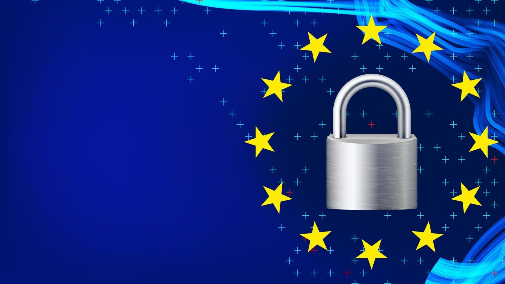 GDPR Background Vector. Padlock. Protection Of Personal Data. Stars. Security Web Banner. Illustration vector