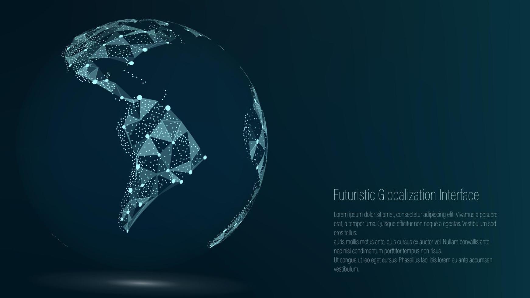 punto del mapa mundial. Sudamerica. ilustración vectorial composición, que representa la conexión de red global, significado internacional. Tierra digital futurista. vector