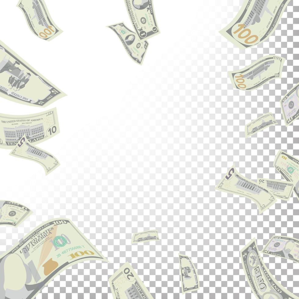 Frame From Flying Dollar Banknotes Vector