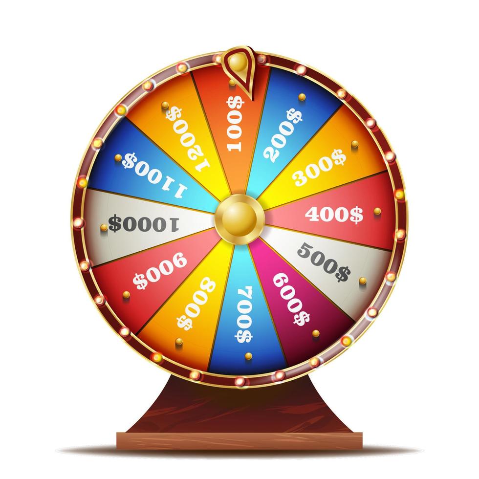 Fortune Wheel Vector. Realistic 3d Object. Casino Game Of Chance. Isolated Illustration vector