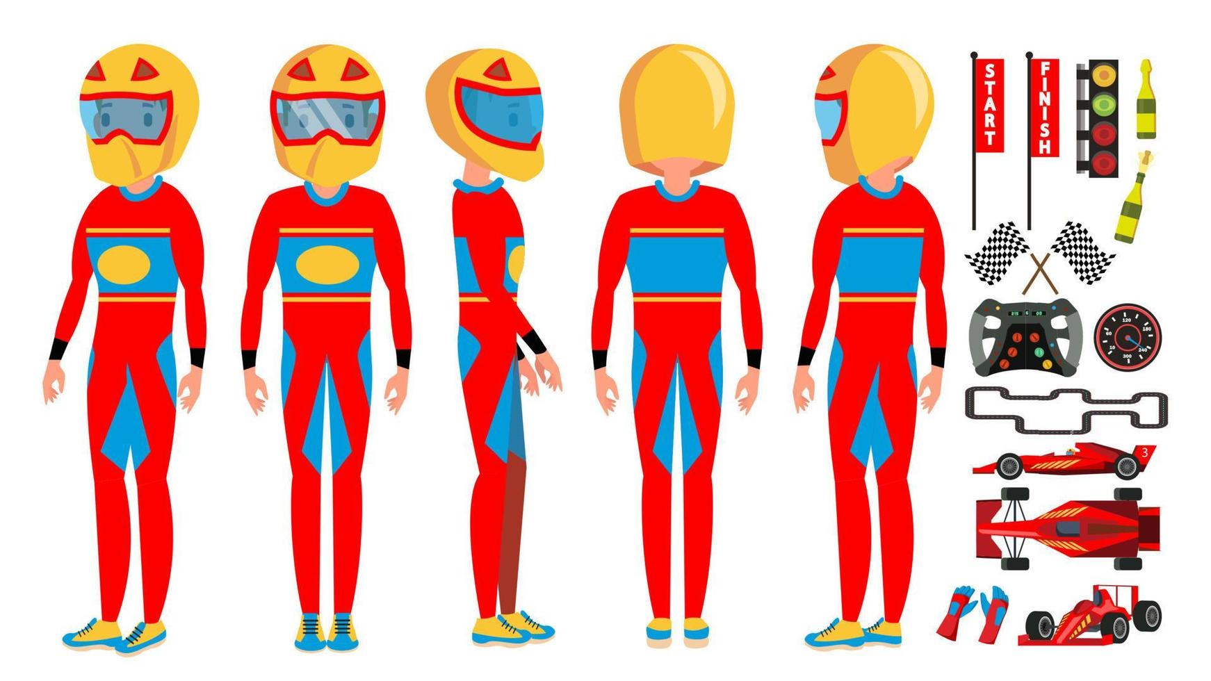 Sport Car Racer Male Vector. Modern Driver. Isolated Flat Cartoon Character Illustration vector