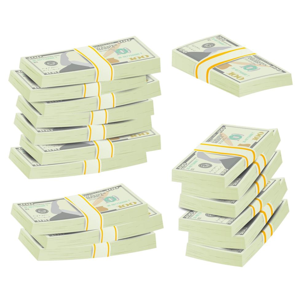 Realistic Dollar Stacks Vector. Banknotes vector