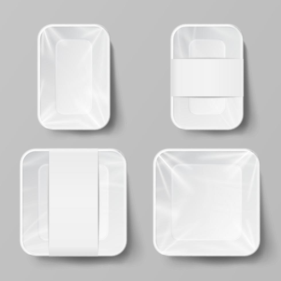 Template Blank White Plastic Food Container Set vector