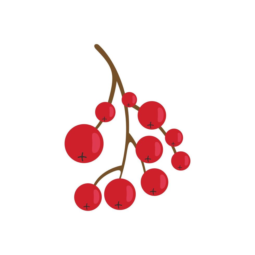 Rowan healthy berry icon, flat style vector