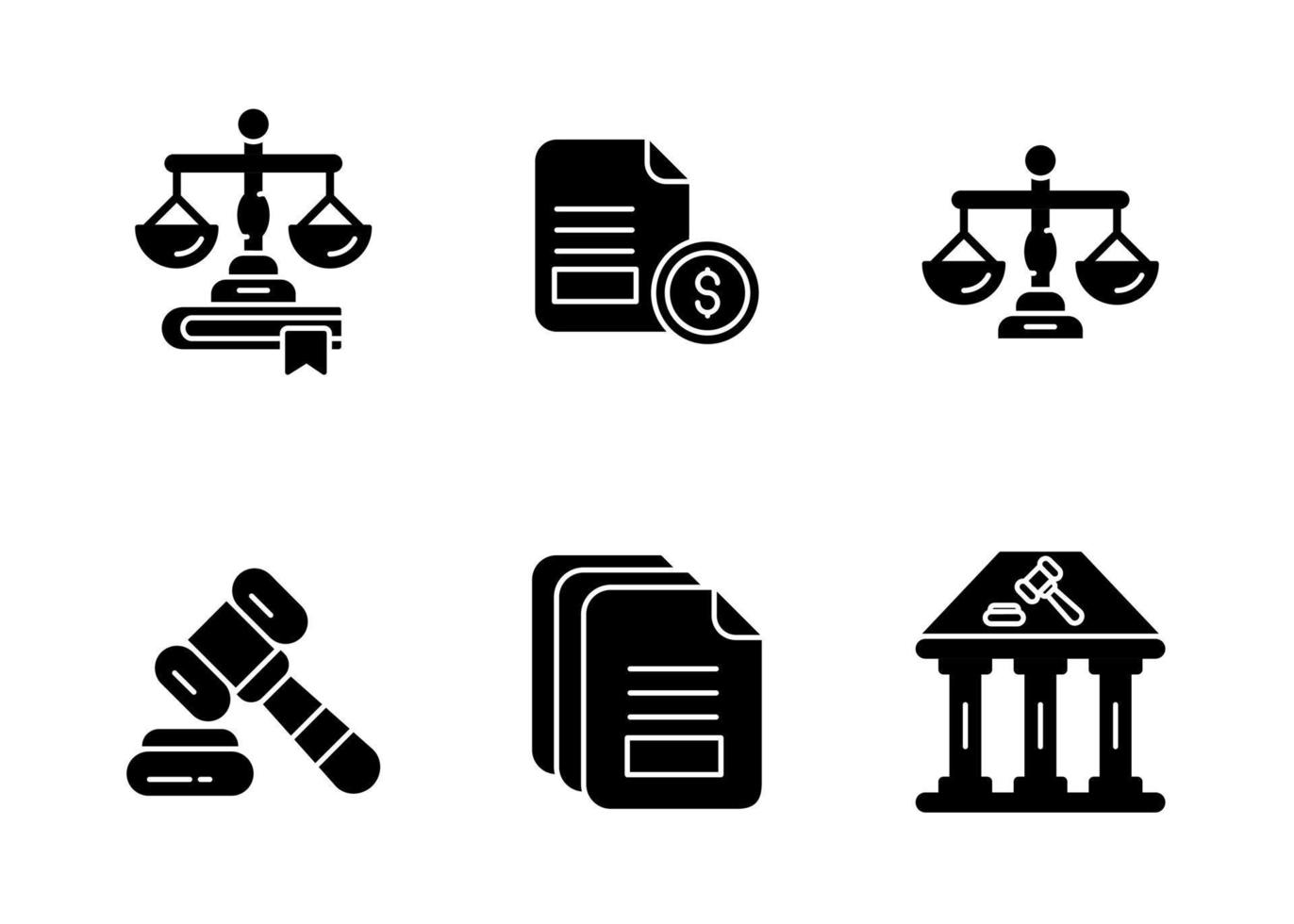 conjunto de iconos de vector de ley y justicia