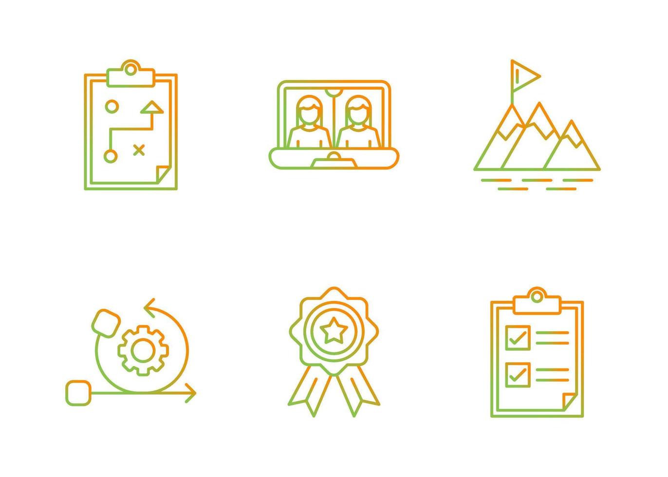 conjunto de iconos de vector de planificación de proyecto