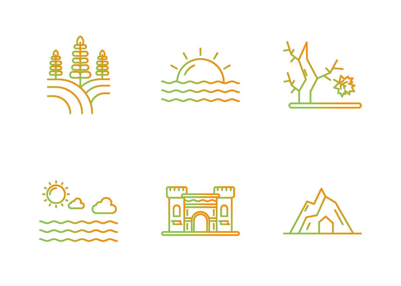 conjunto de iconos de vector de paisajes