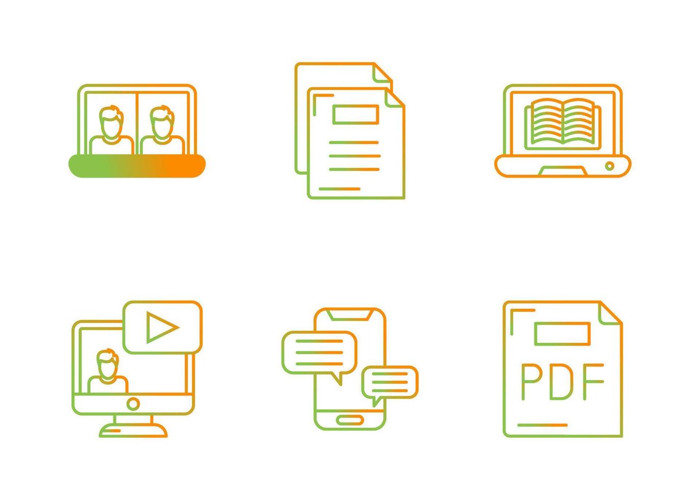 conjunto de iconos de vector de educación en línea