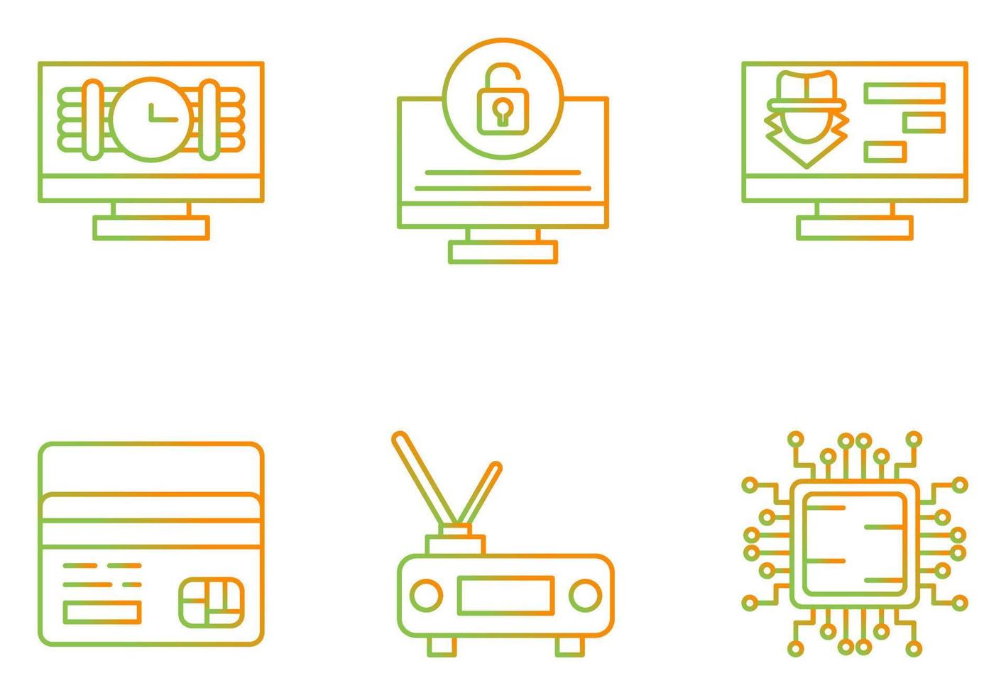 Cyber Attack Vector Icon Set