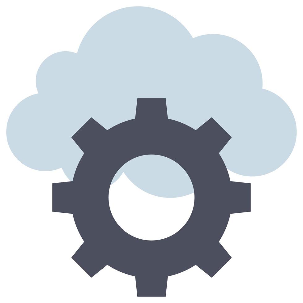 Cloud Settings - Flat color icon. vector