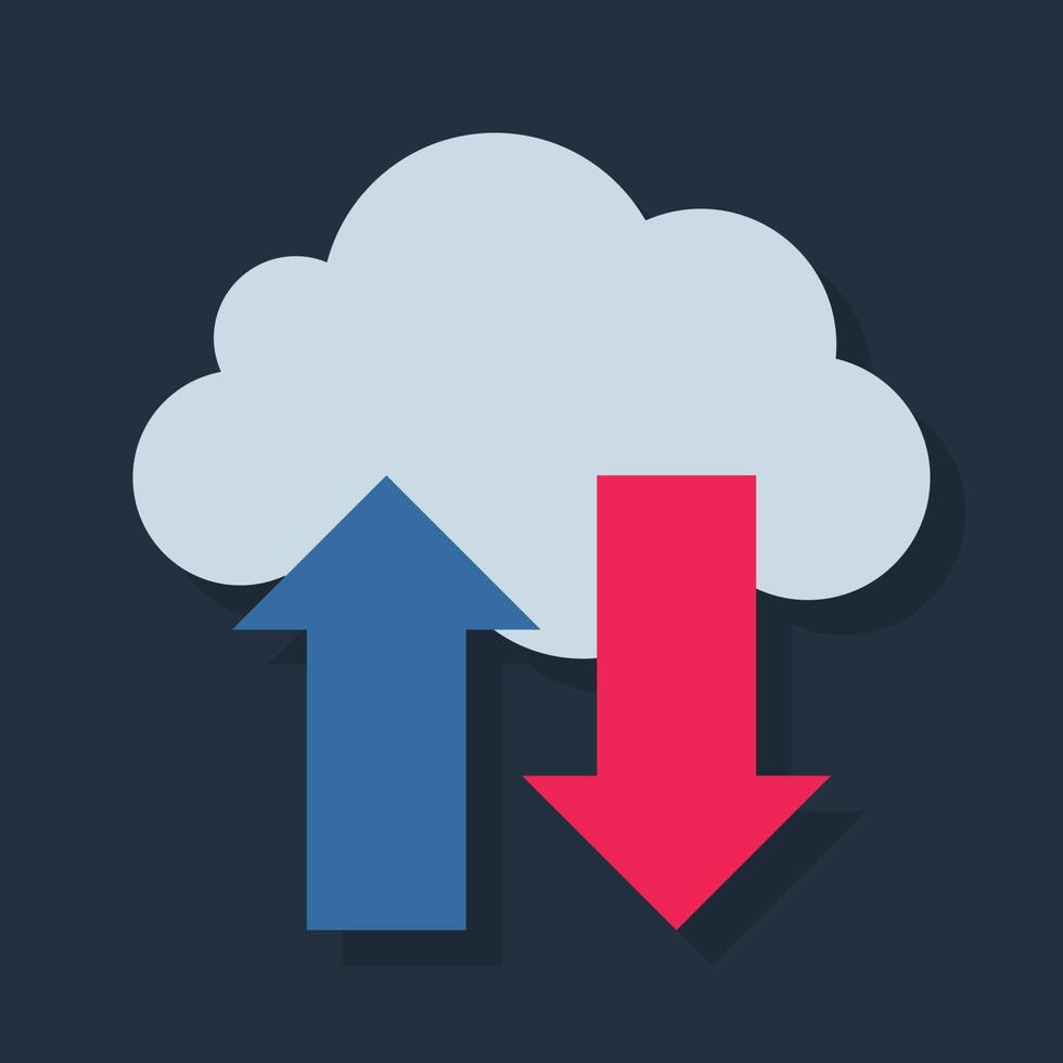 Transfer Cloud Data - Flat color icon. vector
