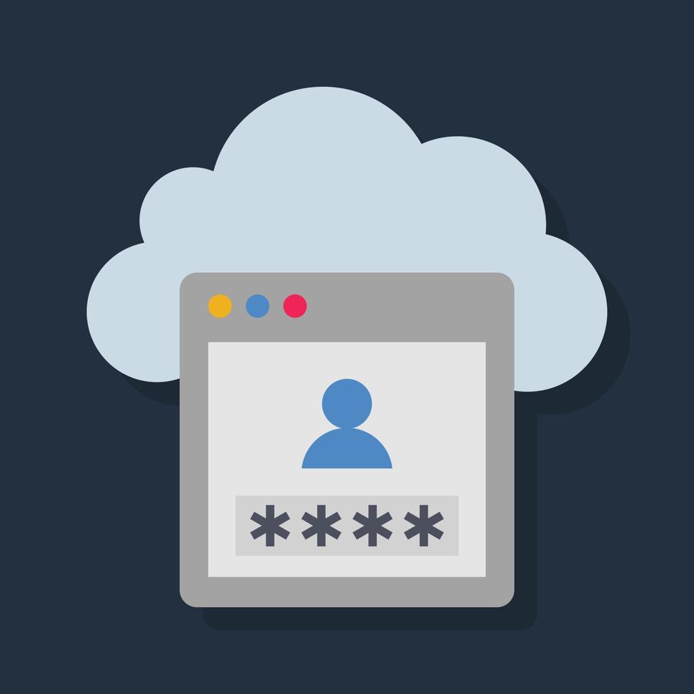 Cloud Account Security - Flat color icon. vector