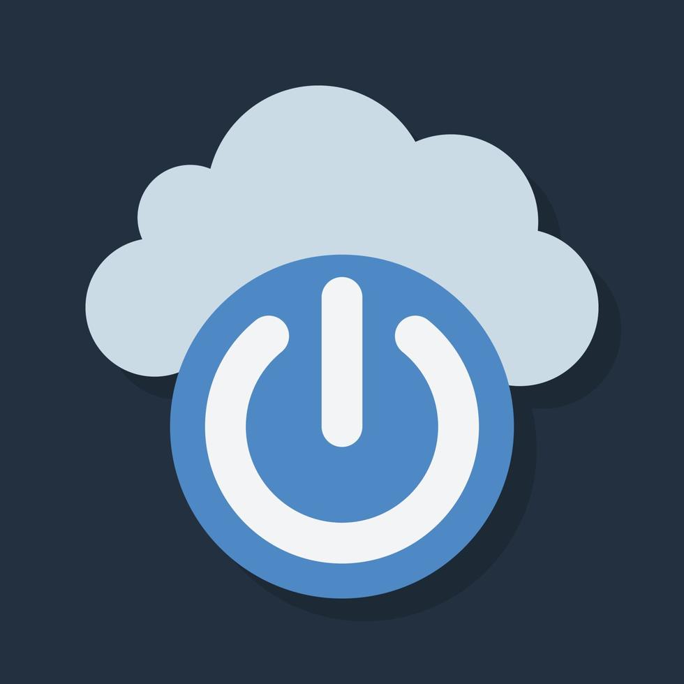 Cloud Power Button - Flat color icon. vector