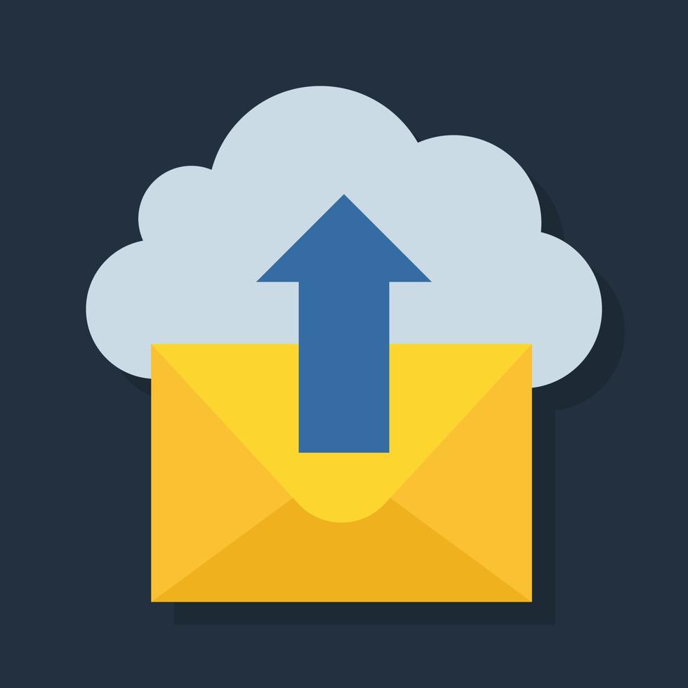 Upload Email - Flat color icon. vector