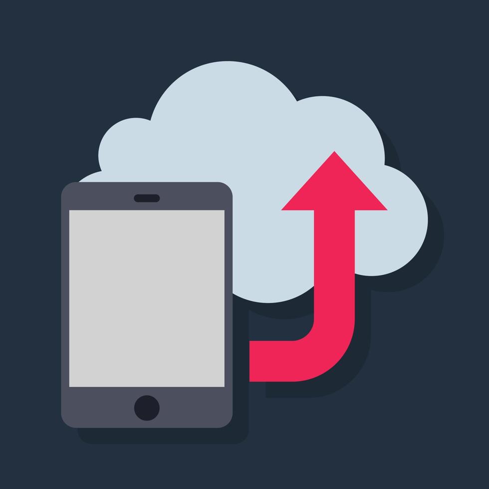 Mobile Backup - Flat color icon. vector