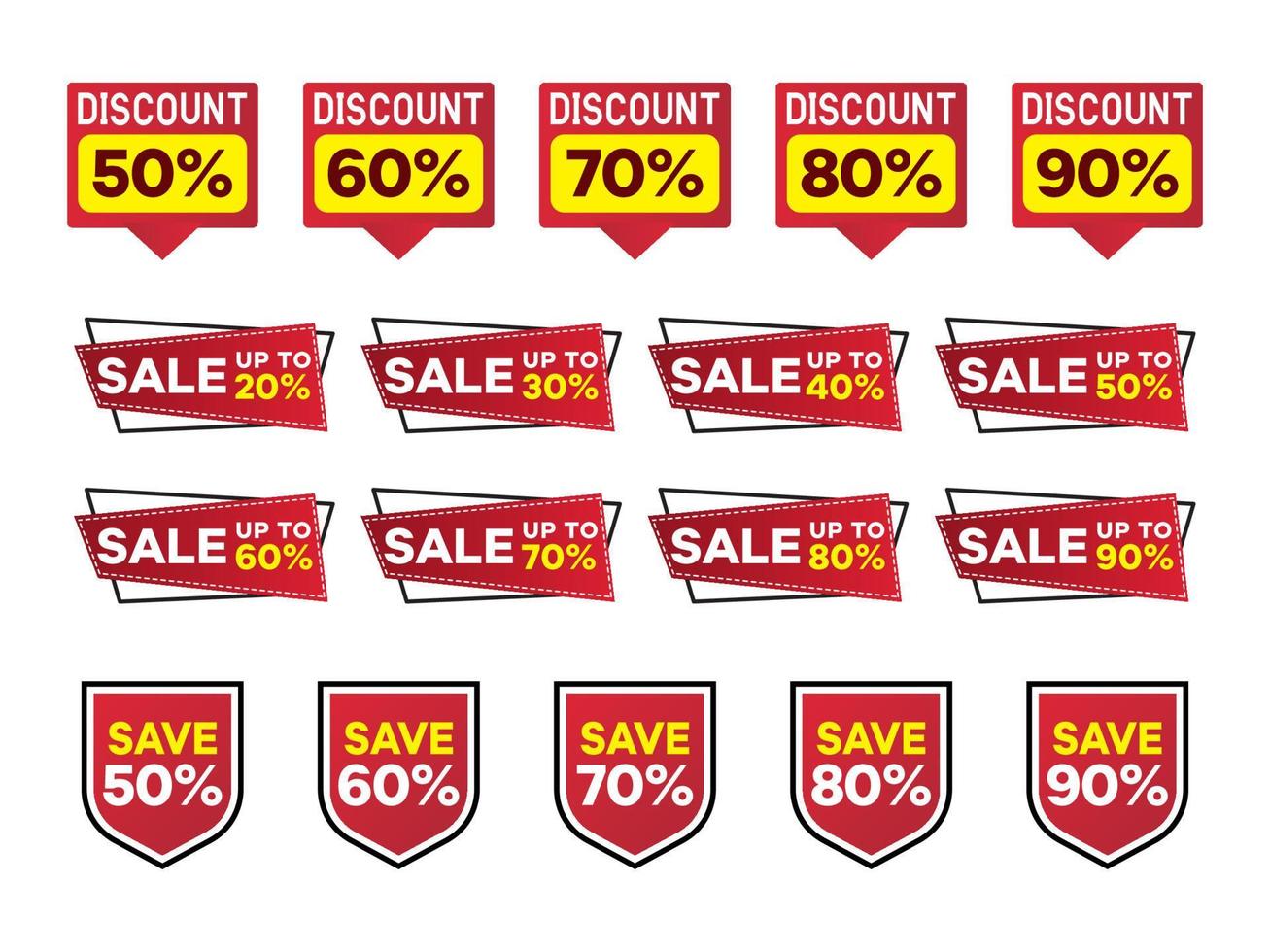 Discount sticker set in vector flat design
