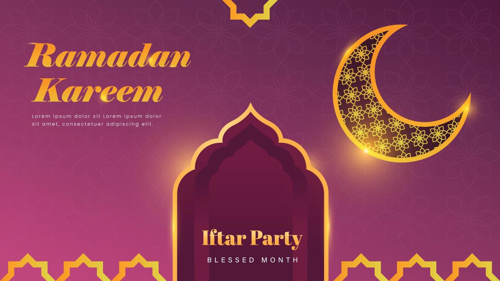 mes sagrado islámico ramadan kareem banner con ilustraciones vectoriales de luna y mezquita vector