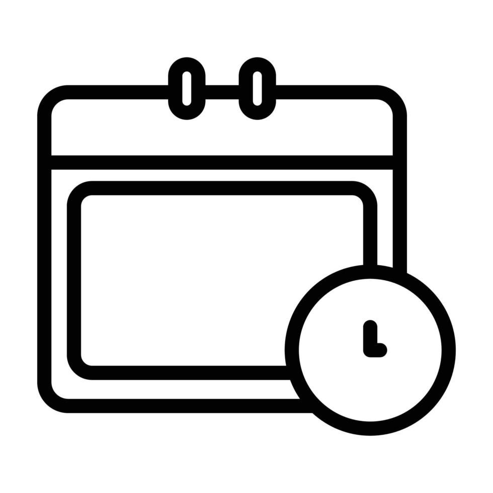 Calendar icon illustration with clock. suitable for schedule icon. icon related for time. line icon style. Simple vector design editable