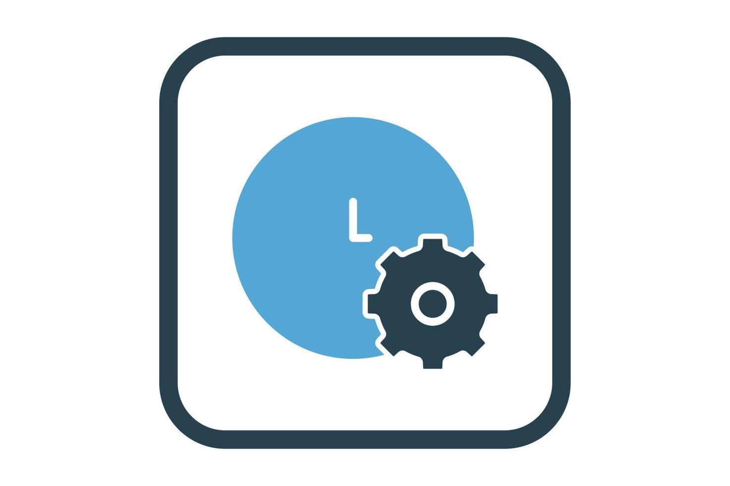 Clock icon illustration with gears. suitable for time management icon. icon related for time. solid icon style. Simple vector design editable