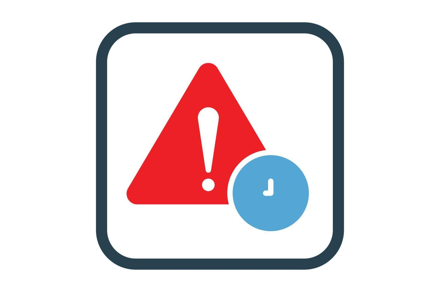 Alert sign with clock. suitable for time warning icon. solid icon style. Simple vector design editable