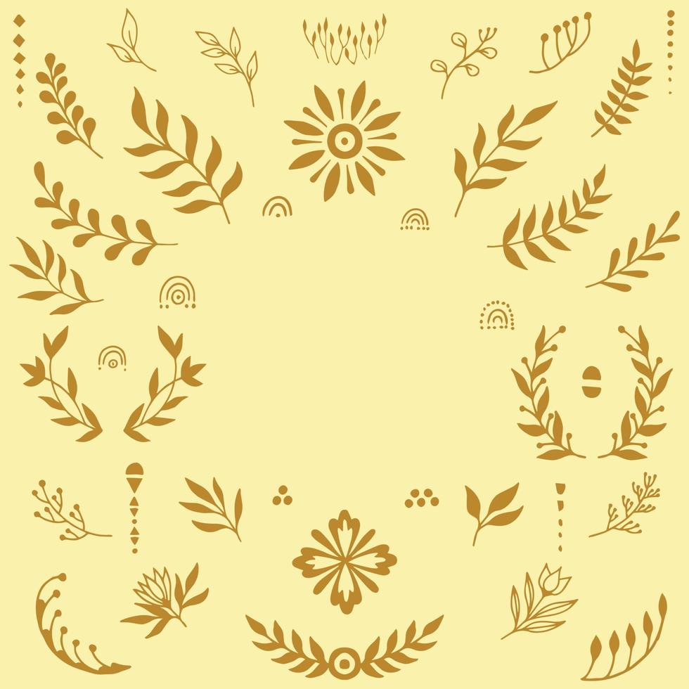 Frame of floral mystical and mysterious illustrations in hand drawn style. Floral elements. Perfect for textile, cards, mystery,  logo emblems and product packaging. vector