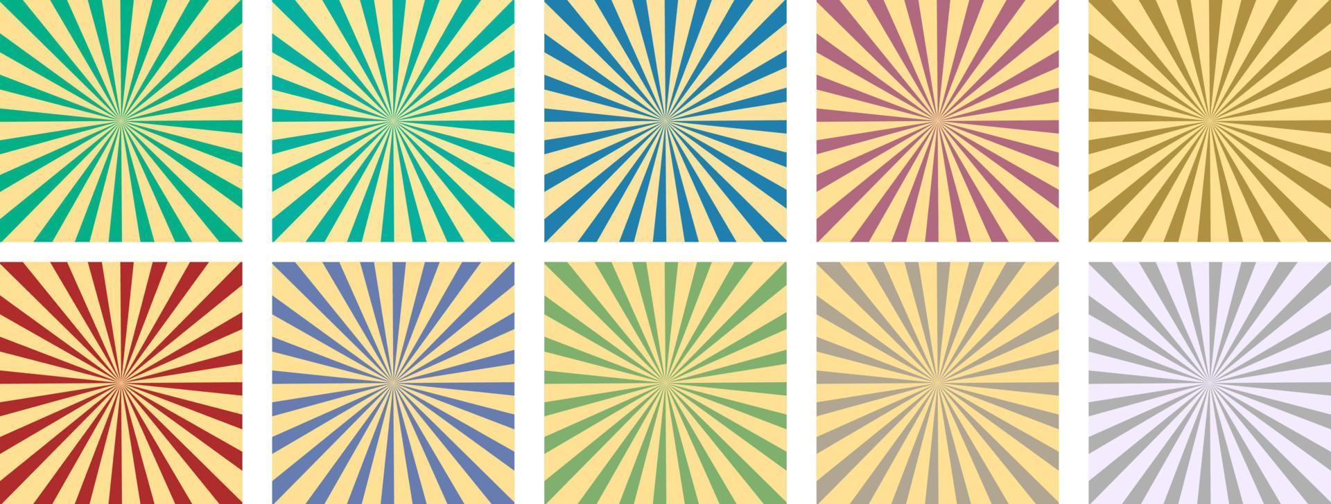 Sunlight retro horizontal background. Pop art comics book cartoon magazine cover. Set of collection retro background. Vector Eps 10