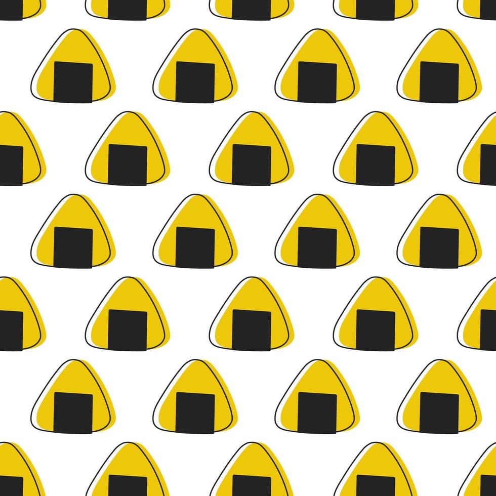 Seamless pattern with yellow onigiri balls vector illustration