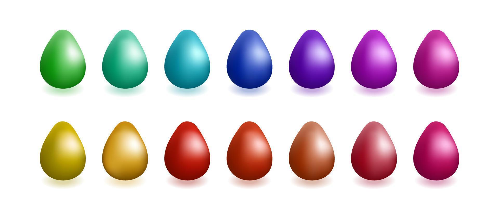 conjunto de ilustración de vector de huevos de Pascua realista